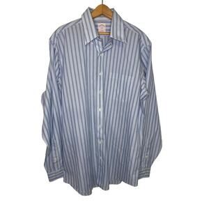 Brooks Brothers 346 16 6/7 White Blue Striped Men’s Dress Shirt Business XL